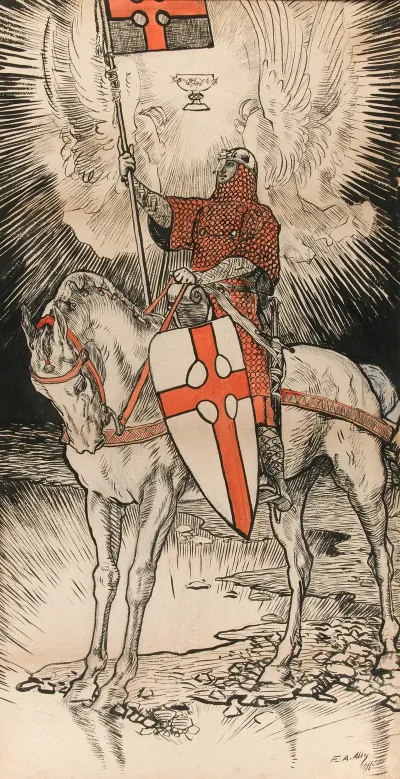 Drawing For The Poster Publicizing The Exhibition For And Publication Of The Book Of Abbeys Quest Of The Holy Grail In New York City