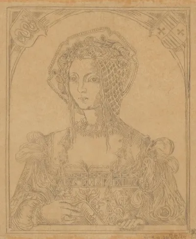 Drawing Of A 16th Century Portrait Of Queen Bona Sforza 1494 1557