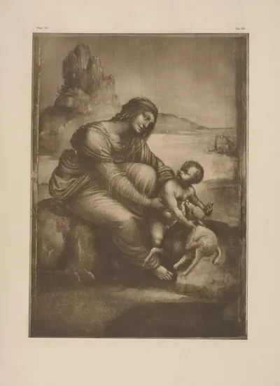 Drawing Of Blessed Virgin And Child With Lamb