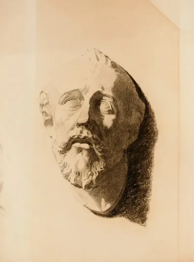 Drawing Of Cast Of Male Head