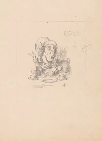 Drawing Of The Hatter Engaging In Rhetoric