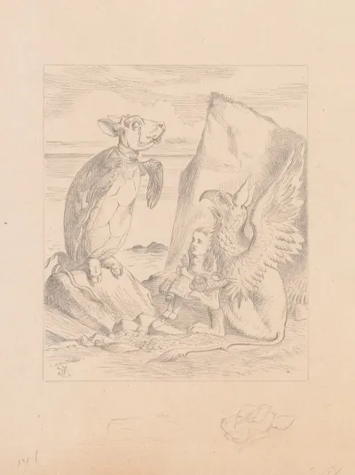 Drawing Of The Mock Turtle And Gryphon Sing To Alice