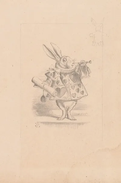Drawing Of The White Rabbit As A Herald