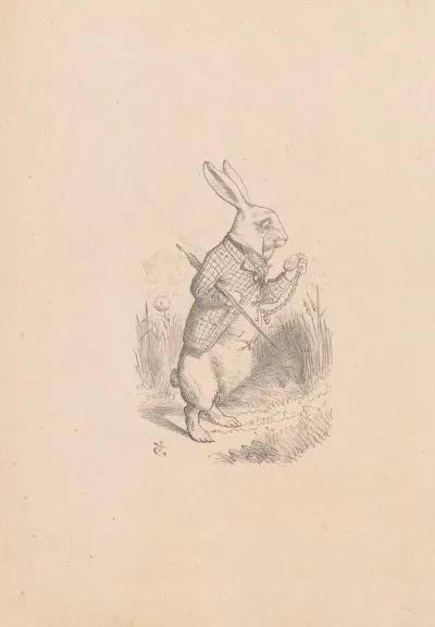 Drawing Of The White Rabbit Holding His Watch