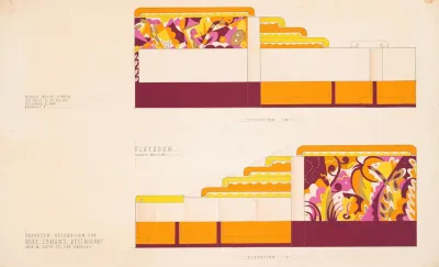 Drawings For Proposed Decorations Of Mike Lymans Restaurant 424 W Sixth St Los Angeles Ca Drawing 8 Playroom Elevation N And O