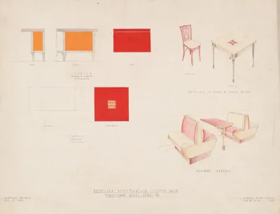 Drawings For Proposed Redecorations Of Yorketowne Coffee Shop Job 238 York Pa Drawing 6 Interior Plans For Tables Counters Benches