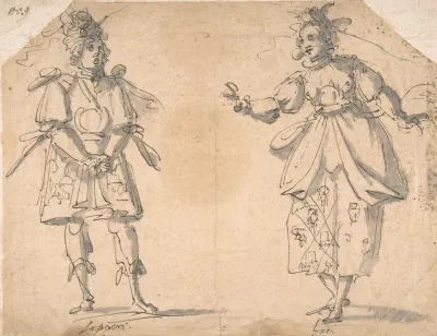 Drawings For Two Masquerade Or Ballet Costumes Sospiri And Baci