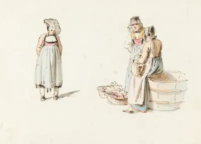 Drei Bauerinnen Auf Dem Markt In Bern