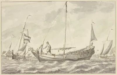 Drei Boote Bei Bewegtem Meere Segelnd