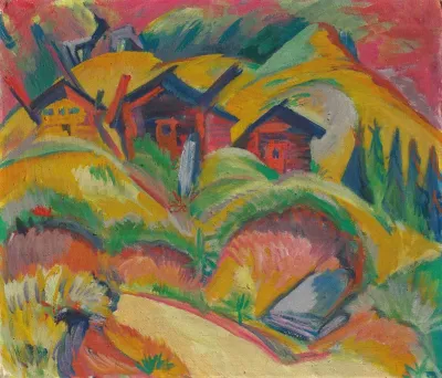 Drei Hutten Am Hugel Rote Hutten