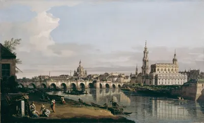 Dresden From The Right Bank Of The Elbe Below The Augustus Bridge