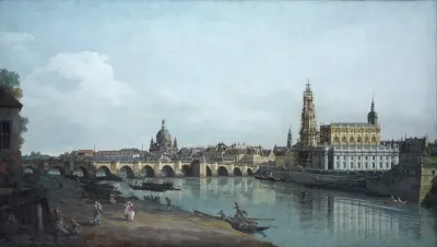 Dresden Seen From The Right Bank Of The Elbe Beneath The Augusts Bridge