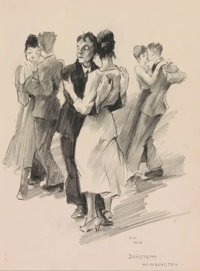 Drie Dansende Paren In Een Danstent Te Winschoten
