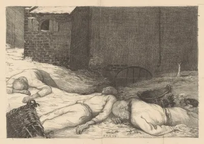 Drie Liggende Dode Mannen Bij Een Gebouw