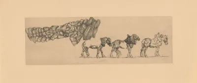Drie Trekpaarden En De Lading Van Een Hooiwagen