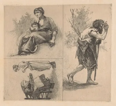 Drie Voorstellingen Met Menselijke Figuren