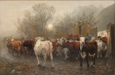 Driving Cows Out Of The Cowhouse