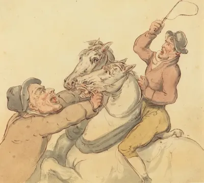 Drovers With A Pair Of Rearing Horses