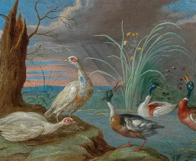 Ducks And Other Birds Near A Pond