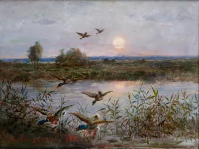 Ducks Over Marshes