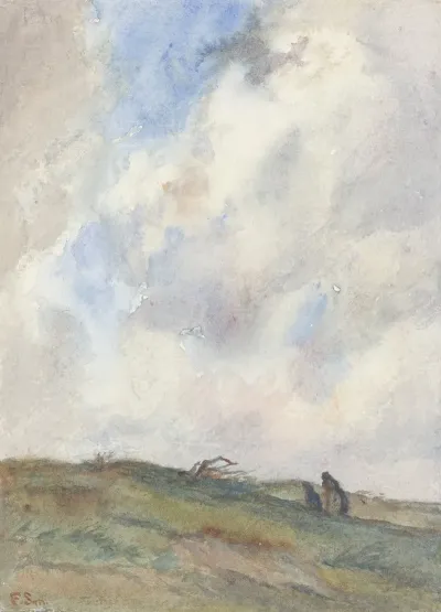 Duinlandschap Bij Storm Met Twee Figuren