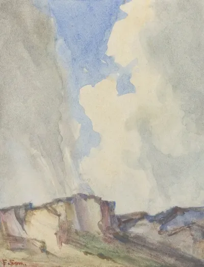 Duinlandschap Met Zandafgraving Onder Stormachtige Lucht