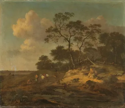 Dune Landscape With Hunters Resting