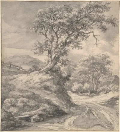 Dune Landscape With Oak Tree