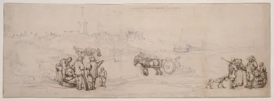 Dune Scene With Peasant Figures