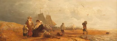 Dutch Fishermen By The Beach
