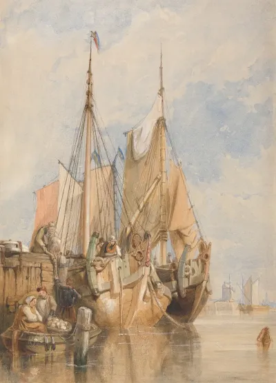 Dutch Fishing Vessels By A Quay