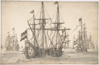 Dutch Men Of War At Anchor 2