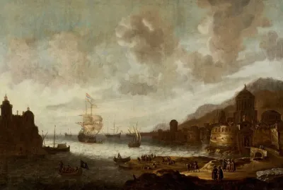 Dutch Ship In An Exotic Port