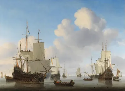 Dutch Ships In A Calm Sea