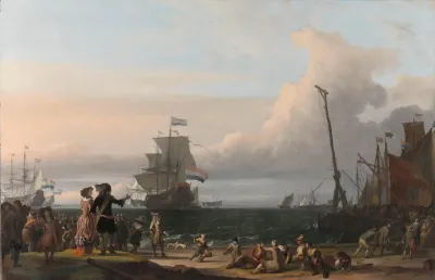 Dutch Ships In The Roads Of Texel In The Middle The Gouden Leeuw The Flagship Of Cornelis Tromp
