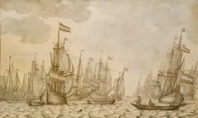 Dutch Ships On A Harbour
