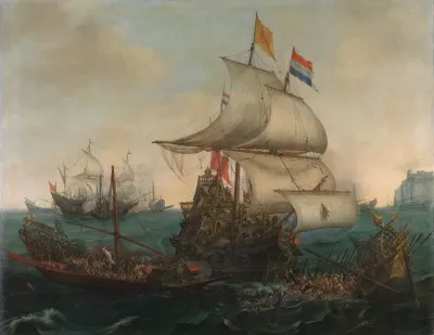Dutch Ships Ramming Spanish Galleys Off The English Coast 3 October 1602