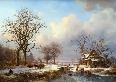 Dutch Winter Landscape With Skaters