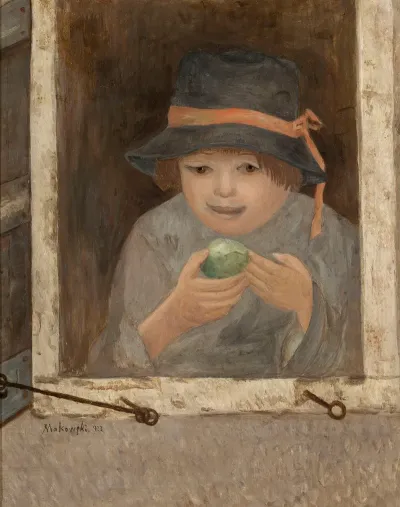Dziewczyna Z Jablkiem W Oknie