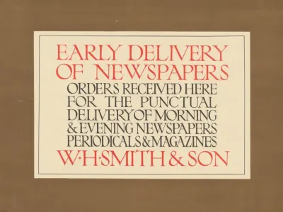 Early Delivery Of Newspapers W H Smith Son