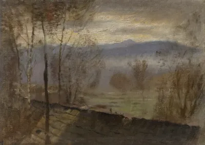 Early Evening Landscape With A River