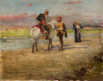 Eastern Scene Against A Landscape