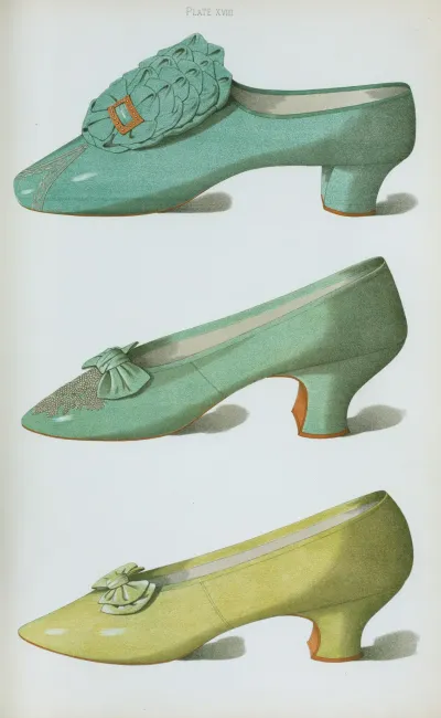 Eau De Nil Satin Shoe Worn By Miss Ada Cavendish As Lady Teazle
