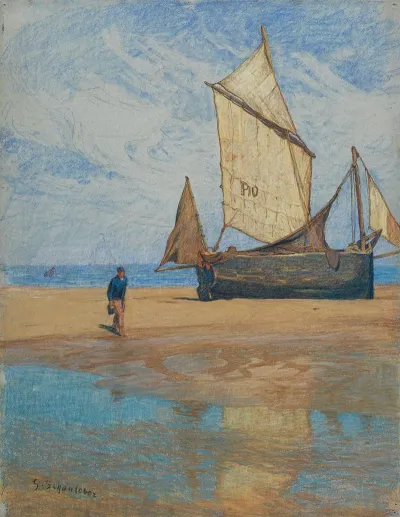 Ebbe Segelboot Am Strand