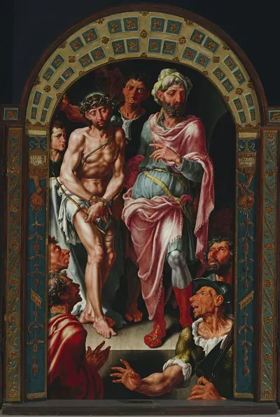 Ecce Homo Triptych Portraits Of Founder On The Wings