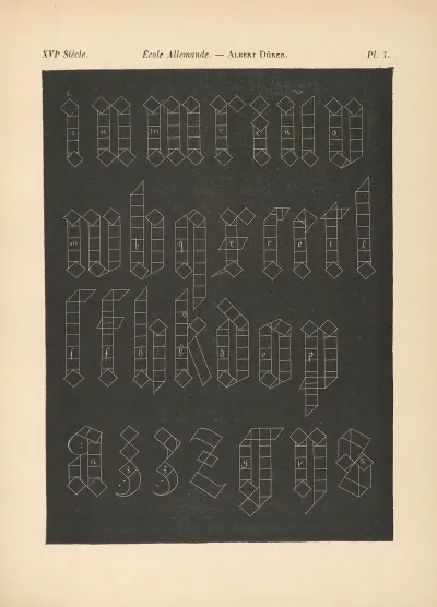 Ecole‎ ‎allemande Albert‎ ‎durer Alphabet‎ ‎gothique‎ ‎mineur‎ ‎avec‎ ‎construction‎