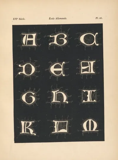 Ecole‎ ‎allemande Alphabet‎ ‎donciales‎ ‎tire‎ ‎dun‎ ‎manuscrit
