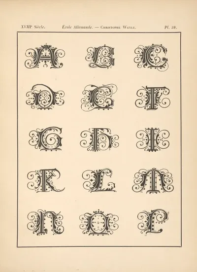 Ecole‎ ‎allemande Christophe‎ ‎weyle Alphabet Roman‎ ‎antique‎ ‎initiales