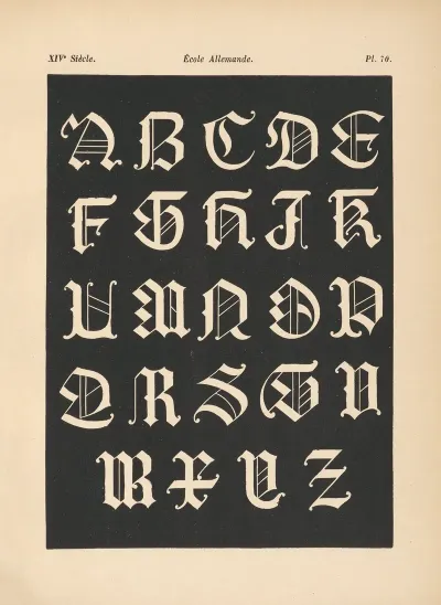Ecole‎ ‎allemande ‎ ‎ ‎alphabet‎ ‎initiales‎ ‎gothiques