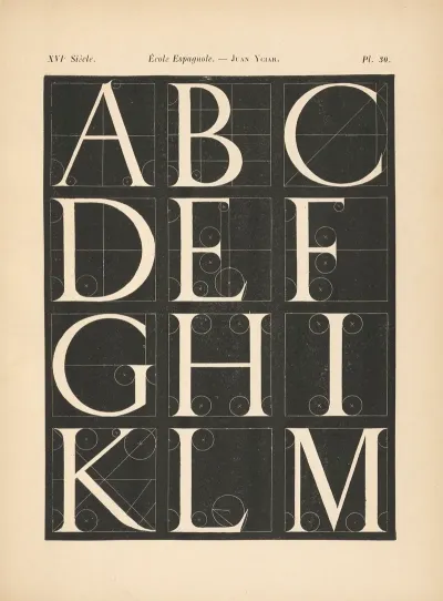 Ecole‎ ‎espagnole Juan‎ ‎yciar‎ ‎ Alphabet‎ ‎attique‎ ‎avec‎ ‎construction‎ ‎geometri